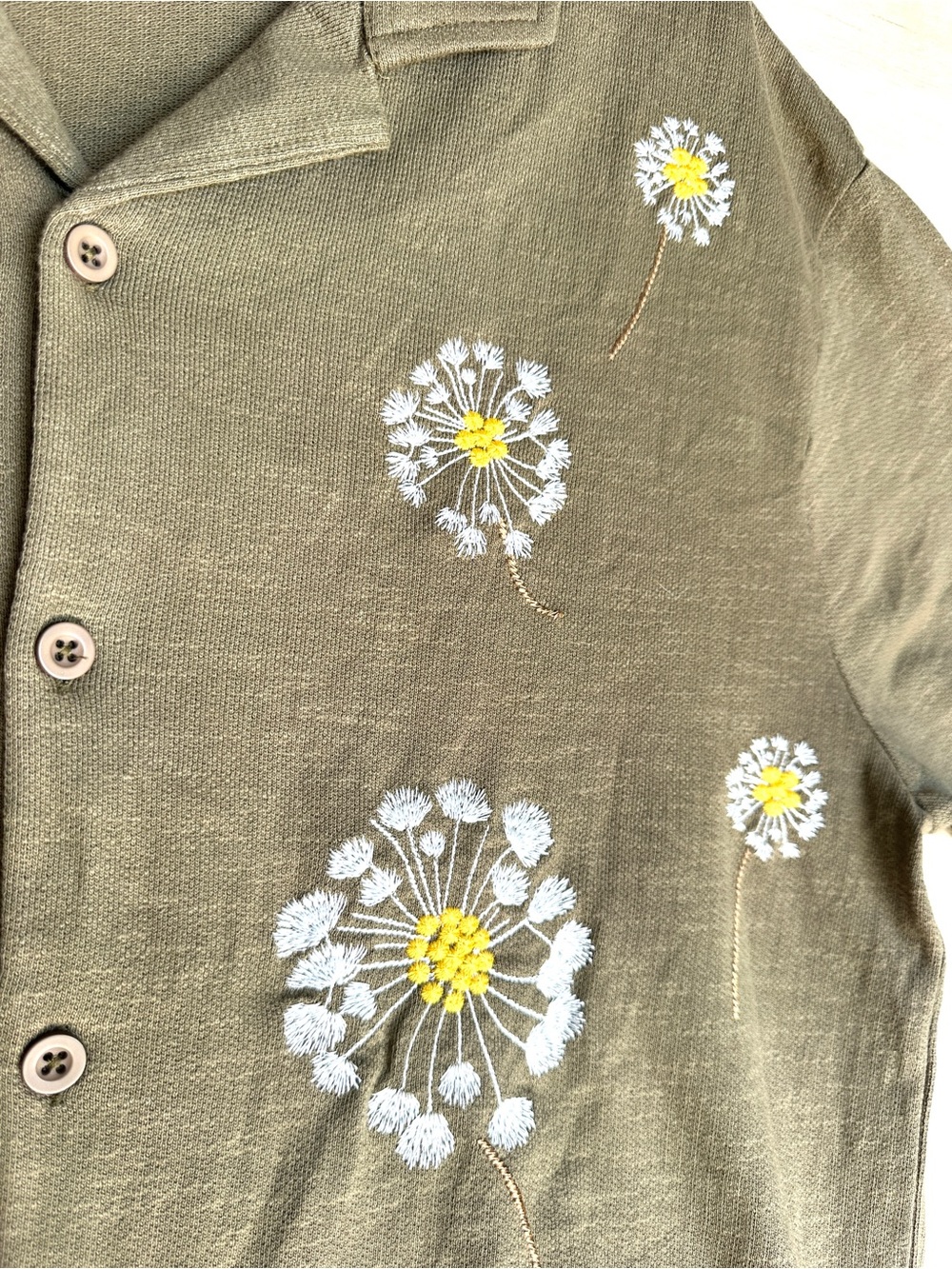 Rustic Souls Olive Green Short Sleeve Button-Up Shirt with Embroidery - Picture 3 of 6